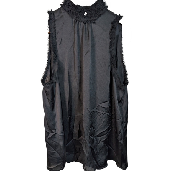 ZARA Black Faux Silky Mock Neck Tank Top - Picture 1 of 6